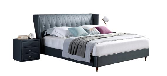 Full Leather Wrapped Solid Wood Bed